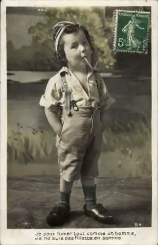 Ak Kind mit Zigarre im Mund