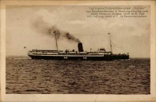 Ak Turbinen-Schnelldampfer Kaiser, Seebäderdienst, HAL