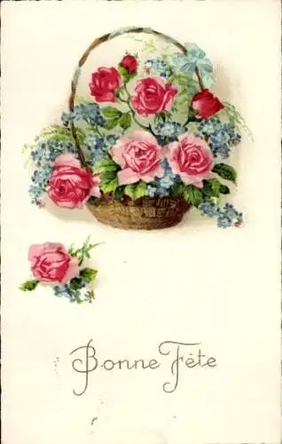 Ak Glückwunsch, Schönes Fest, Rosenkorb