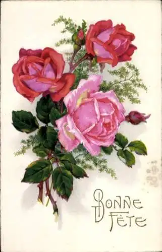 Ak Glückwunsch, Schönes Fest, Rosenstrauß