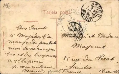 Ak Tangiers Tanger Marokko,  Type de Sheriffe arabe, MA, SENTIMOS, MAROC