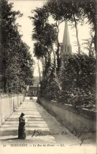 Ak Bernieres sur Mer Calvados, La Rue des Ormes