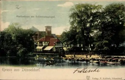 Ak Düsseldorf am Rhein, Fischerhaus am Schwanenspiegel