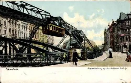 Ak Elberfeld Wuppertal, Schwebebahn, Irländer Brücke