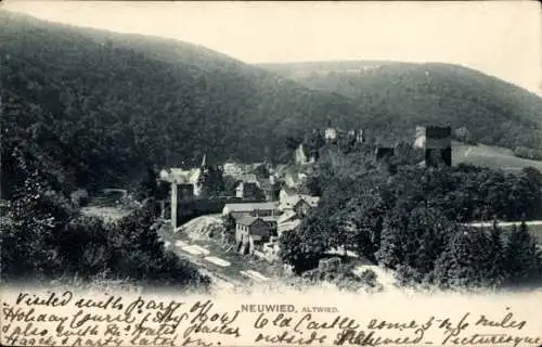 Ak Altwied Neuwied in Rheinland Pfalz, Blick auf das Dorf Altwied, Burgruine, landschaftliche ...