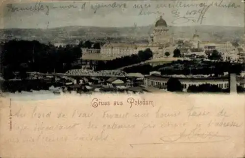 Ak Potsdam, Panorama von  Brücke, Gebäude, Natur