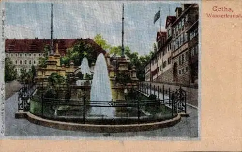 Ak Gotha in Thüringen, Brunnen, Wasser, Gebäude, Landschaftsgestaltung, historische Architektur