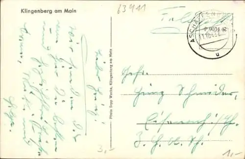 Ak Klingenberg am Main Unterfranken, Gesamtansicht