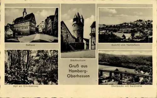 Ak Homberg an der Efze Hessen, Brauhausturm, Ohmbrücke, Rathaus