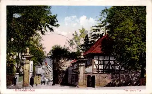 Ak Hann. Münden in Niedersachsen, Das obere Tor, historische Bauwerke, alte Stadtansicht