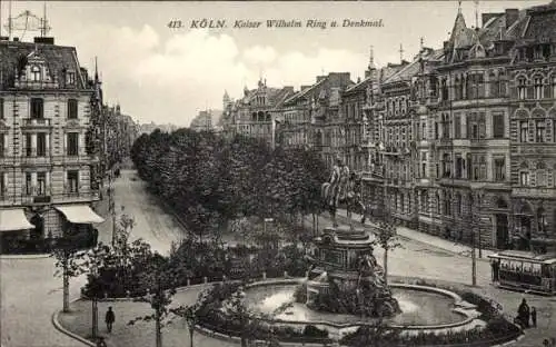 Ak Köln am Rhein, Kaiser Wilhelm Ring und Denkmal