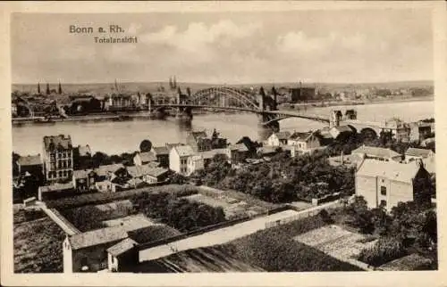 Ak Bonn am Rhein, Blick auf  Rhein, Brücke, alte Gebäude