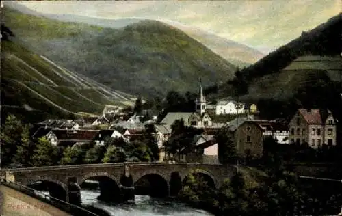 Ak Rech a.d. Ahr, Panorama, Brücke, Kirchturm