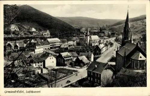 Ak Kesternich Simmerath in der Eifel, Luftkurort, Berglandschaft, Häuser, Kirche, Straßenansicht