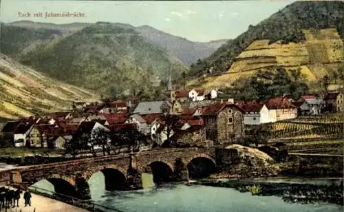 Ak Rech an der Ahr, Ort mit Johannisbrücke