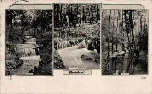 Ak Rheinbach im Rhein Sieg Kreis, Drei Schwarz-Weiß-Bilder von Wasserläufen, Waldlandschaft, R...