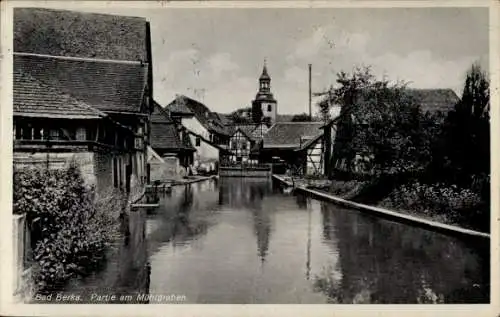 Ak Bad Berka im Weimarer Land Thüringen, am Mühlgraben, Kirchturm