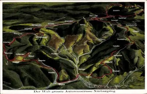 Landkarten Ak Nürburg in der Eifel, Der Nürburgring, Autorennstraße