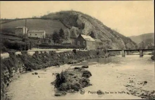 Ak Pepinster Wallonien Lüttich, Blick auf die Vesdre, Häuser, Brücke, Landschaft