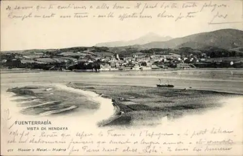 Ak Hondarribia Fuenterrabia Baskenland,  Blick auf Hendaya, Landschaft, Wasser, Stadtansicht