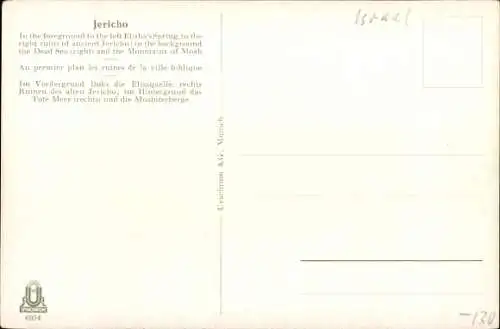 Ak Jericho Palästina, Elisaquelle, Totes Meer, Moabiterberge