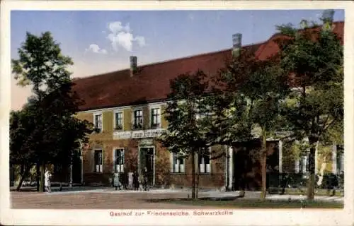 Ak Schwarzkollm Hoyerswerda in der Oberlausitz, Gasthof zur Friedenseiche