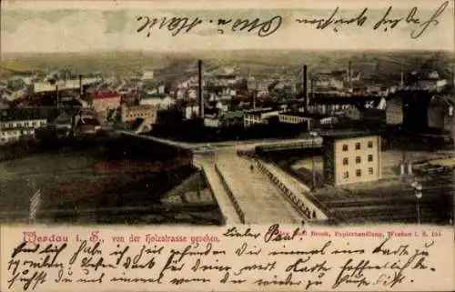 Ak Werdau in Sachsen, Stadtansicht, Holzstraße, industrielle Gebäude,  