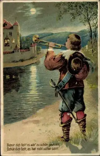 Künstler Ak Behüt dich Gott, Trompeter von Säckingen