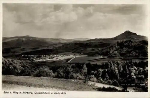 Ak Nürburg in der Eifel, Nürburgring, Blick auf Nürburg, Quiddelsbach, Hohe Acht, Landschaftsa...