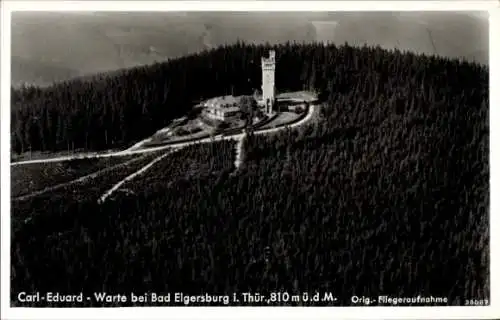 Ak Elgersburg in Thüringen, Carl Eduard Warte, Fliegeraufnahme