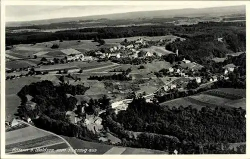 Ak Bad Waldsee in Oberschwaben Württemberg, Aittann Waldsee vom Flugzeug aus