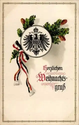 Ak Frohe Weihnachten, Wappen, Tannenzweig