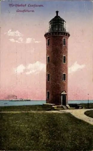Ak Cuxhaven in Niedersachsen, Blick auf den Leuchtturm