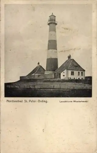 Ak Nordseebad Sankt Peter Ording, Leuchtturm Westerhaver