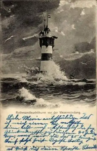 Ak Butjadingen Wesermarsch, Leuchtturm Roter Sand