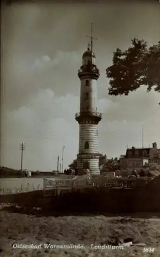 Ak Ostseebad Warnemünde Rostock, Leuchtturm