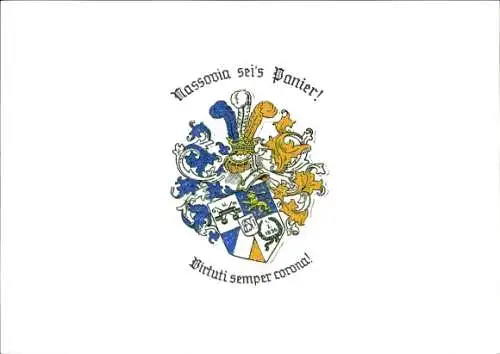 Studentika Ak Würzburg, Corps Nassovia, Mergentheimer Straße 42, Wappen