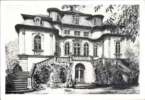 Studentika Künstler Ak Würzburg, Huttenschlösschen, im Besitz des Corps Rhenania