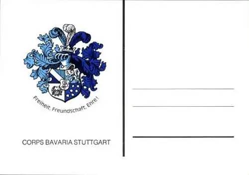 Studentika Ak Stuttgart, Corps Bavaria, Wappen, Freiheit, Freundschaft, Ehre