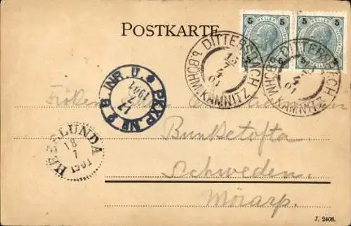 Ak Jetřichovice Dittersbach Region Aussig, Teilansicht