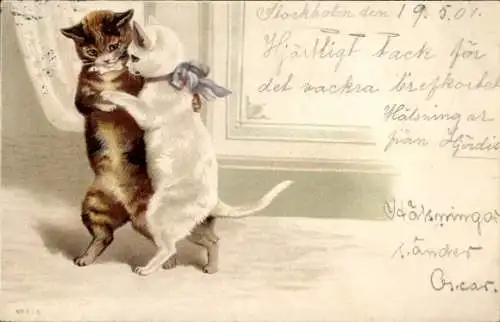 Litho Tanzende Katzen, Tanzpaar
