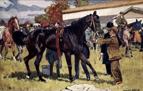 Künstler Ak Pferd, Rennpferd, Pferderennsport