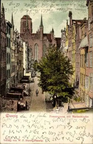 Ak Gdańsk Danzig, Frauengasse, Marienkirche