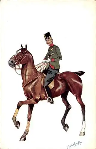 Künstler Ak Schönpflug, F., Österreichischer Soldat zu Pferde