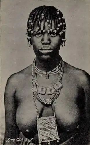 Ak Afrika, Afrikanerin in Tracht, Schmuck, Zulu