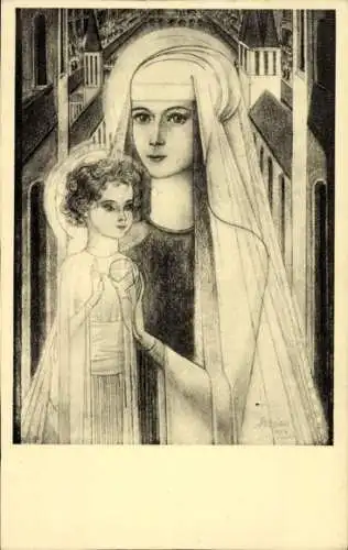 Künstler Ak Toorop, Jan, Maria met staand Kindeke