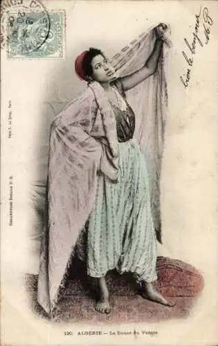 Ak Algerien, Tanzende Frau in Tracht, Maghreb