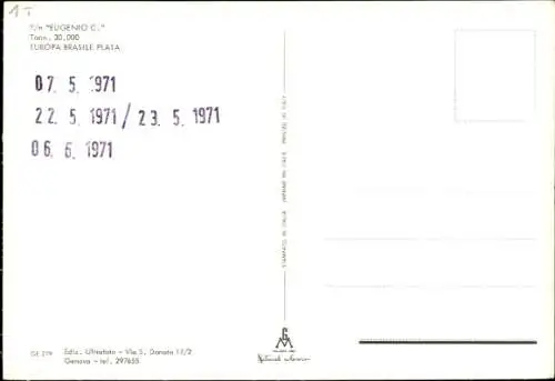 Ak Schiff Eugenio C., Costa Crociere