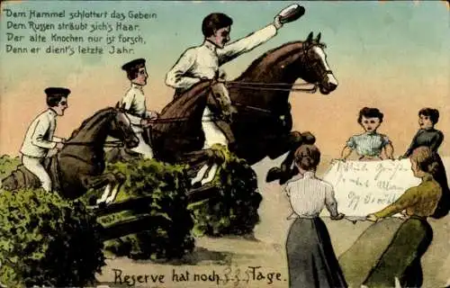 Litho Deutsche Soldaten, Dem Hammel schlottert das Gebein, dem Russen sträubt sichs Haar
