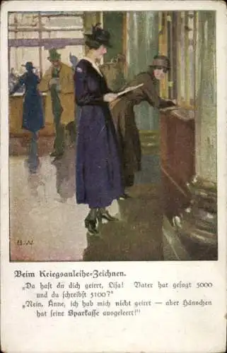 Künstler Ak Wennerberg, B., Frauen beim Kriegsanleihen-Zeichnen